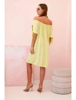 Dámské viskózové šaty s vázáním na rukávech pistáciové