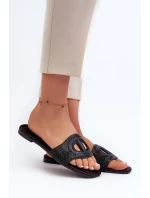 Černé dámské pantofle na plochém podpatku Dimrose Černé dámské pantofle na plochém podpatku Dimrose