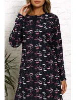 Dámská noční košile K13023 tm. modrá s plameňáky - La Penna