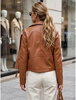 Dámská hnědá kožená bunda ve stylu Ramones od FashionStreet TY5715