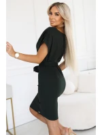 240-7 ROXI šaty s asymetrickou sukní a páskem - KHAKI 240-7 ROXI šaty s asymetrickou sukní a páskem - KHAKI