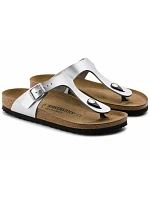 Dámské žabky Birkenstock Gizeh Birko-Flor silver regular wide (0043851) dámské Dámské žabky Birkenstock Gizeh Birko-Flor silver regular wide (0043851) dámské