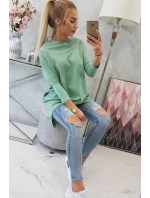 Tmavě mátová mikina s potiskem křídel