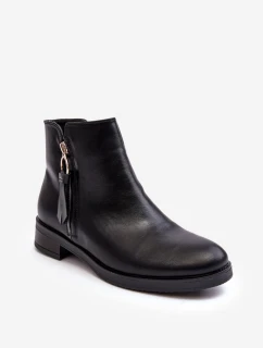 Ploché Dámské Kožené Boty Černé Vasica