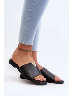 Dámské sandály z ekokože na ploché podrážce, černé Maliha