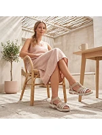 Dámské sandály na podpatku Romans beige Rieker 66201-62 Dámské sandály na podpatku Romans beige Rieker 66201-62