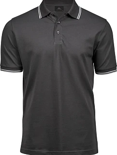 Tee Jays TJ 1407 Pánské elastické piqué polo "Stripe" 18.1407 dark grey/white