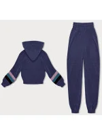 Dámská tepláková souprava ve švestkové barvě s barevnými vsadkami (AMG-346A)