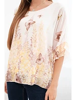 Dámská halenka s plisovaným rukávem a potiskem žlutá Dámská halenka s plisovaným rukávem a potiskem žlutá