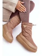 Dámské sněhule na tlusté podešvi tmavě béžové Lureta