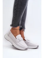 Dámské Kožené Mokasíny Na Platformě Světle Šedé S.Barski LR490