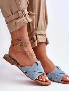 Dámské materiálové sandály světle modré Aversa