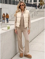Dámská zateplená vesta bez kapuce, béžová, FashionStreet TY5726 Dámská zateplená vesta bez kapuce, béžová, FashionStreet TY5726