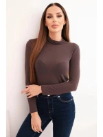 Dámská kašmírová halenka s rolákem a dlouhým rukávem hnědá Dámská kašmírová halenka s rolákem a dlouhým rukávem hnědá