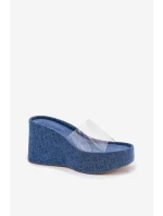 Dámské Pantofle Na Klínu S Průhledným Páskem Džínové Zolretia