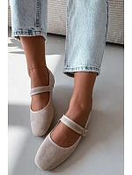 Baleríny s páskem a zlatým sponou světle béžové Kelisa Baleríny s páskem a zlatým sponou světle béžové Kelisa