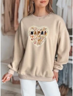 Dámská oversize mikina se srdcem SERDUCHOVA béžová FashionStreet BY1442