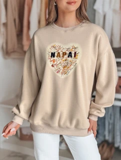 Dámská oversize mikina se srdcem SERDUCHOVA béžová FashionStreet BY1442