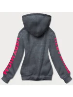 Tmavě šedá dámská tepláková mikina s potiskem (26012) Tmavě šedá dámská tepláková mikina s potiskem (26012)