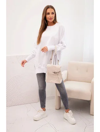 Dámská bavlněná mikina se širokým lemem dole bílá Dámská bavlněná mikina se širokým lemem dole bílá