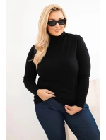Dámský viskózový svetr Plus Size s klasickým střihem černý