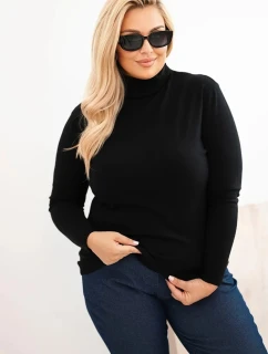 Dámský viskózový svetr Plus Size s klasickým střihem černý