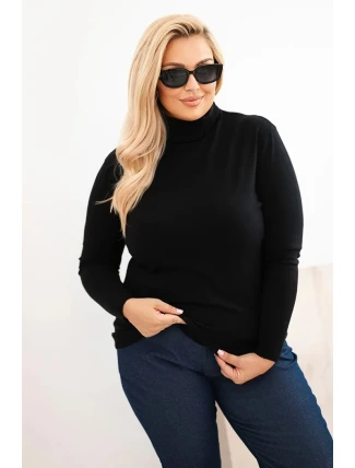 Dámský viskózový svetr Plus Size s klasickým střihem černý