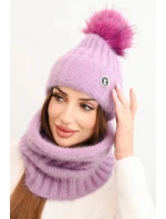 Dámská zimní souprava s bambulí a šálou fialová Dámská zimní souprava s bambulí a šálou fialová