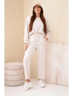 Dámský viskózový komplet v úpravě "masełko" s lampasy béžový