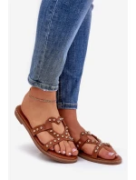 Zdobené Ploché Sandály Dámské Camel Adivrae