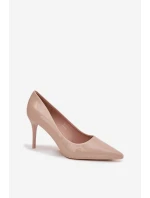 Lakované Eko Kožené Dámské Lodičky S Špičatými Nosky Béžové Jadira