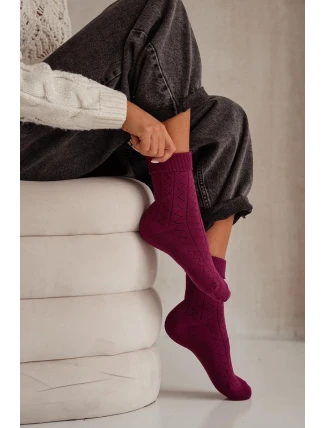Dámské froté ponožky se zygzakem – bordó