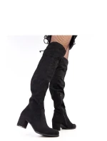 Dámské vysokě kozačky na podpatku D9227 Černá - YOLERA