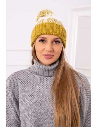 Dámská čepice s bambulí Abigail K326 kiwi+ecru Dámská čepice s bambulí Abigail K326 kiwi+ecru