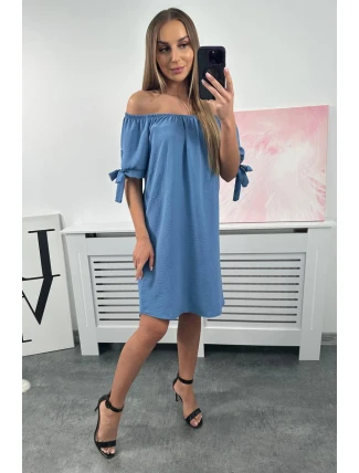 Šaty vázané na rukávech tmavý denim Šaty vázané na rukávech tmavý denim