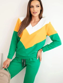 Dámská souprava s výstřihem do V zelená