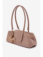 Kabelka z imitace semiše s přívěskem jezevčík béžová Noely