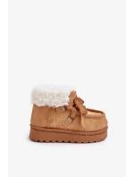 Sněhule Kotníkové Dětské Boty Zateplené Kožíškem Camel Adelane