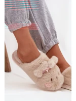 Dámské domácí pantofle s ušima a mašlí Corayne – béžové