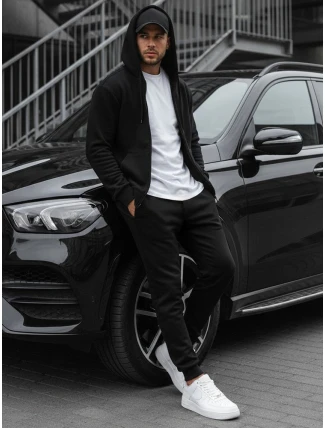 Pánská mikina s kapucí na zip černá BX2192