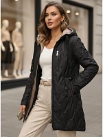 Dámská prošívaná přechodová bunda s kapucí, černá, FashionStreet TY5768 Dámská prošívaná přechodová bunda s kapucí, černá, FashionStreet TY5768