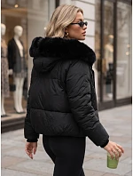 Dámská zimní prošívaná bunda s kožešinou, černá, FashionStreet TY5982