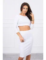 Souprava halenky a sukně v bílé barvě