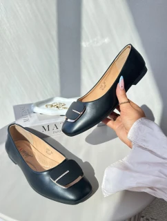 Dámské baletky z ekokože s ozdobou Černé Edoslli