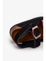 Dětské sandály na korkové platformě, zapínání na suchý zip, černá Rorria