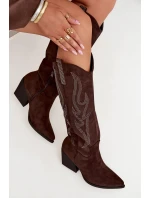 Dámské kovbojky na podpatku Jovina – čokoládové