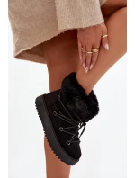 Dámské sněhule s kožíškem a šněrováním Sarivie – černé