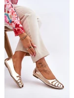 Zazoo 10009 Pohodlné Dámské Kožené Baletky Zlaté