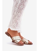 Kožené dámské pantofle Lewski Shoes 3682 zlaté