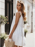 Letní dámské bavlněné šaty s prolamovaným vzorem, bílé, FashionStreet EY2674